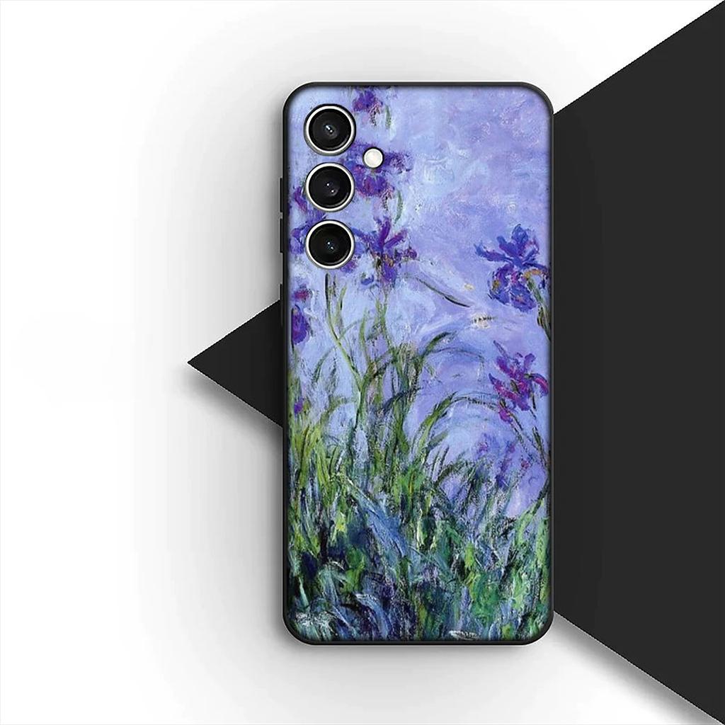 Cover for Samsung Galaxy S24 S25 S23 FE Ultra Plus S7 Edge S25+ S23+ A56 5G Casing Phone Case Claude Monet Waterlily Cat