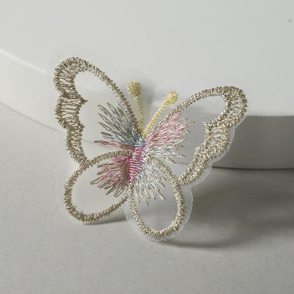 20Pcs Single Layer Golden Thread Butterfly Appliques Bridal Hair Accessories