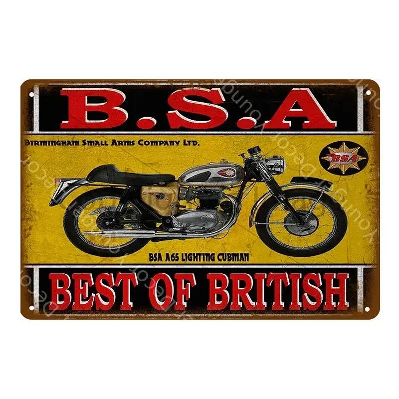 Ретро Металлическая Табличка Мотоциклы BSA Norton Indian Жестяные Таблички Винтажный Металлический Постер Декор Гаража Клуб Паб Бар Настенное Украшение YJ175