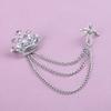 Rhinestone Crown Tassel Brooch Chain Suit Collar Pin Temperament Suit Lapel Pin  Male Charm