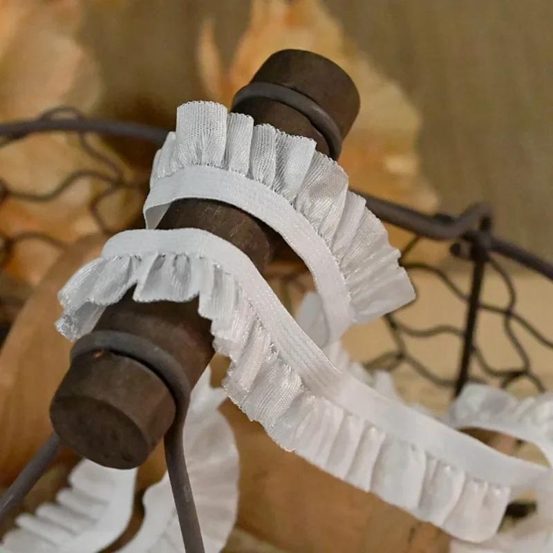 21 Color Stretchy Ealstic Ruffle Pleat Dance Shirt 1.5-2.5cm Wide Skirt Dress Edging Lace Trim Ribbon 10 Meters