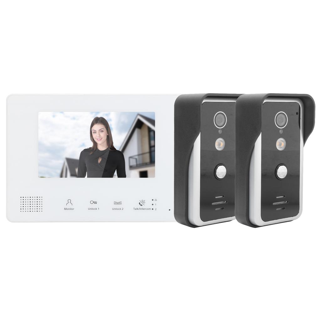 2?Проводная система видеодомофона 7-дюймовый монитор 2 камеры Высокое разрешение Ночное видение Домашний Интерком