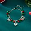 Christmas Sparkling Snowflake Bell Pendant Bracelet For Women, Rhinestone Necklace, Christmas Holiday Party Jewelry Gift