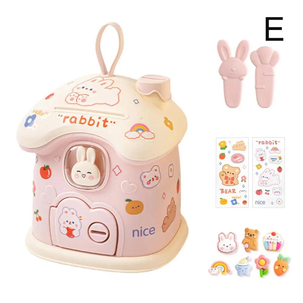Милый мультяшный домик-копилка-кролик, милая коробка для хранения вещей для детей с наклейками своими руками, украшение дома, подарки на день рождения для детей