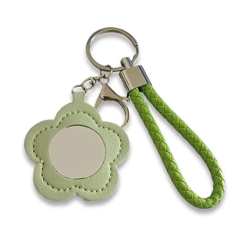 1 шт. Мини-зеркало Модное кожаное для макияжа, для подкрашивания, брелок-подвеска, цветочная форма, милое зеркальце для макияжа, шармы для сумки, многоцветное