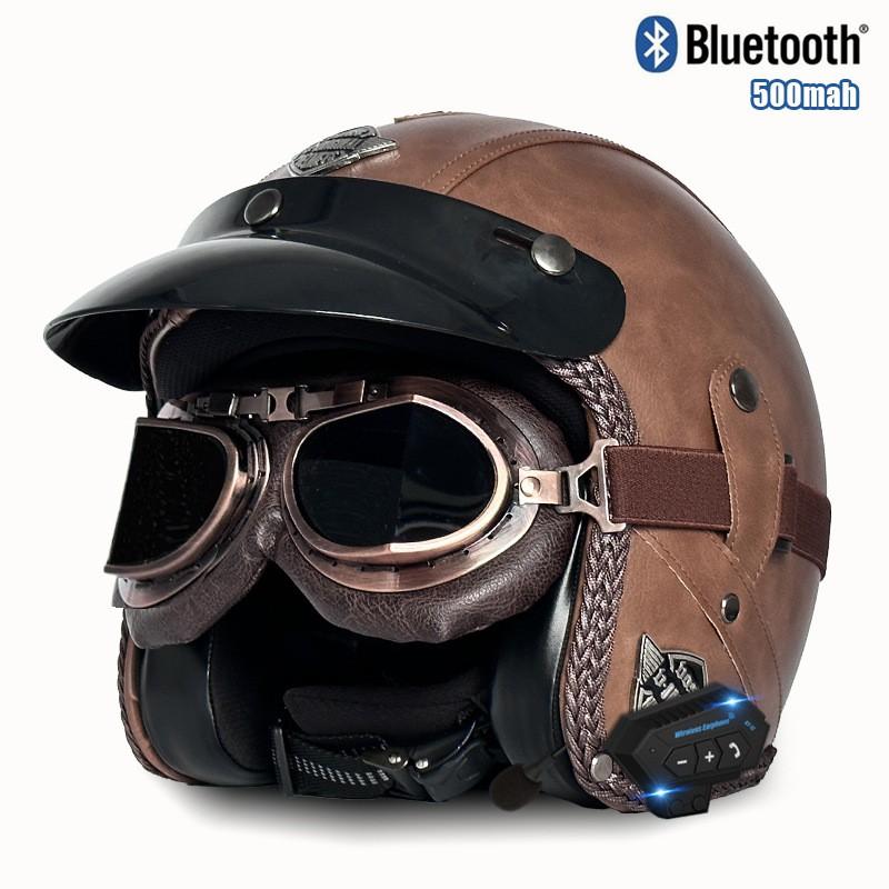 3C Certified Retro Style 3/4 Motorcycle Helmet Men Women ABS Half With Bluetooth Compatible Visor Options