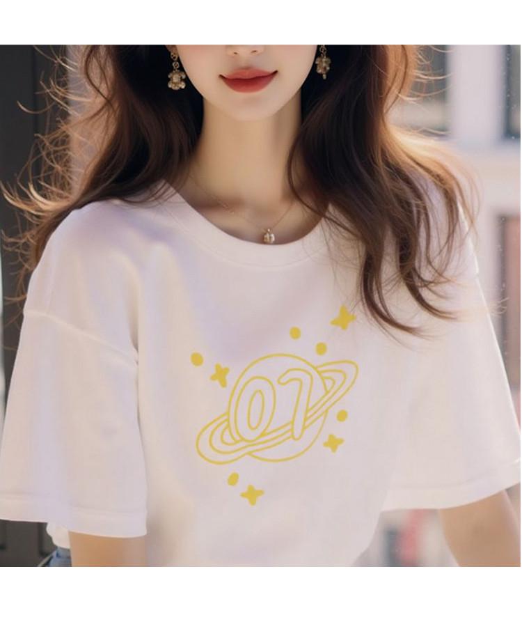 Design inspired printed short sleeved T-shirt for women's summer 2025 new round neck, small and slimming, simple and trendy top