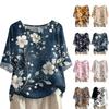 Женская модная и повседневная рубашка с полурукавом, круглым вырезом и принтом, блузка, топ