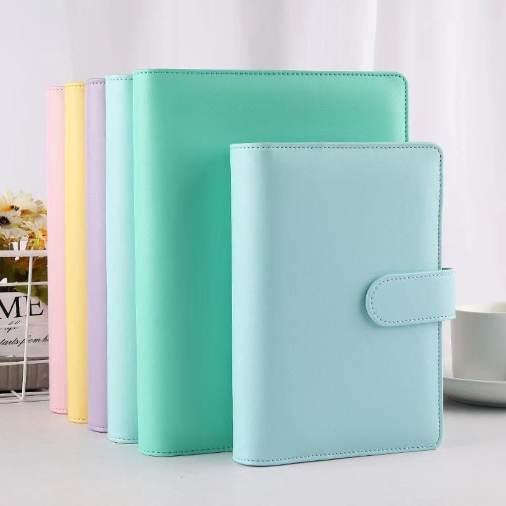 Macaroon Color Loose Leaf Notebook Cover PU Leather Journal Agenda Planner Cover  Work