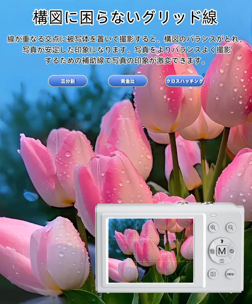 YULINJIA 4K Digital Camera with 3x Optical Zoom, Wi-Fi Transfer, 75MP, 64GB Micro SD Card, Grid Display, Autofocus, LED Light, Webcam, 2.8-inch