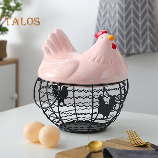 Корзина для хранения яиц с ручкой Большая вместительная нержавеющая, устойчивая к коррозии корзина для сбора яиц с полыми отверстиями