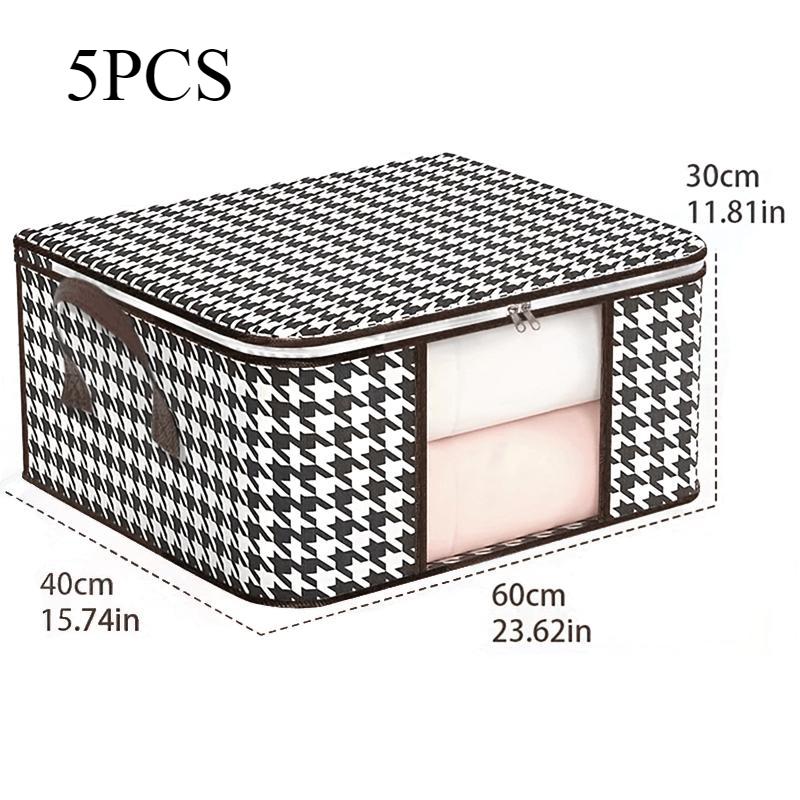 Visible Large Capacity Storage Box Portable Household Clothes Organizer with Handles Foldable Dustproof Quilt Zipper Container