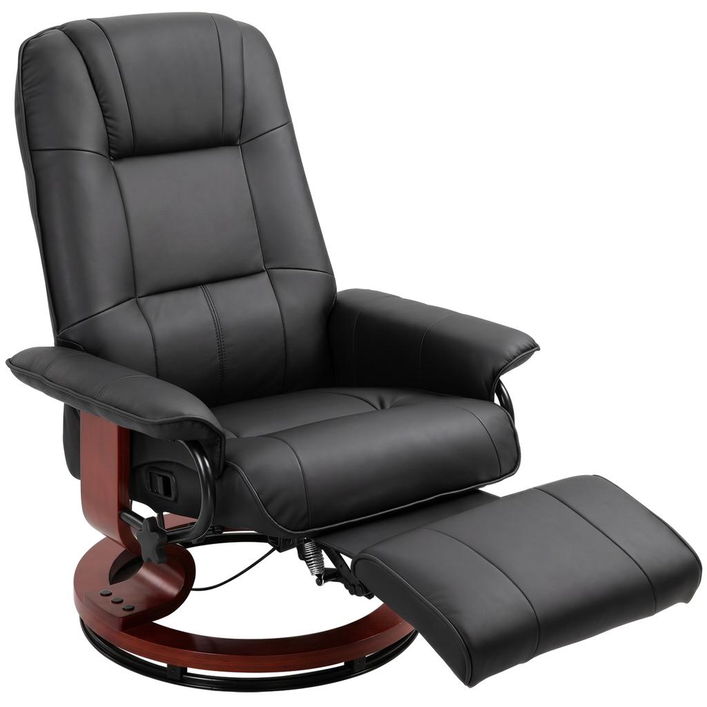 Recliner Chair TV Chair Reclining Chair, Faux Leather, 360 degrees Swivel Chair, 145 degrees Reclining, Black, 78 x 87 x 100 cm