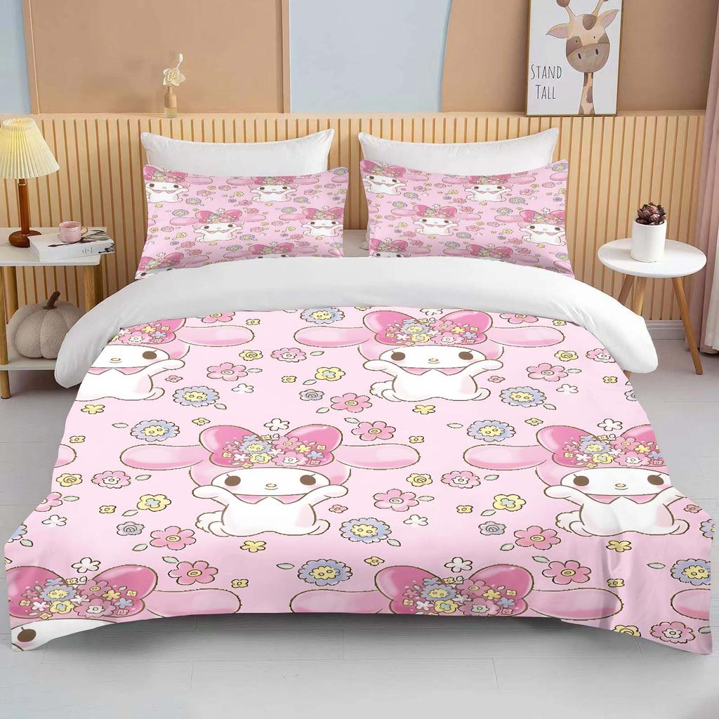 Sanrio Hello Kitty Melody Bedding Sets Comforter Cover Bed Cover Duvet Cover Pillow Case 2-3 Pieces Sets Bedroom Decor