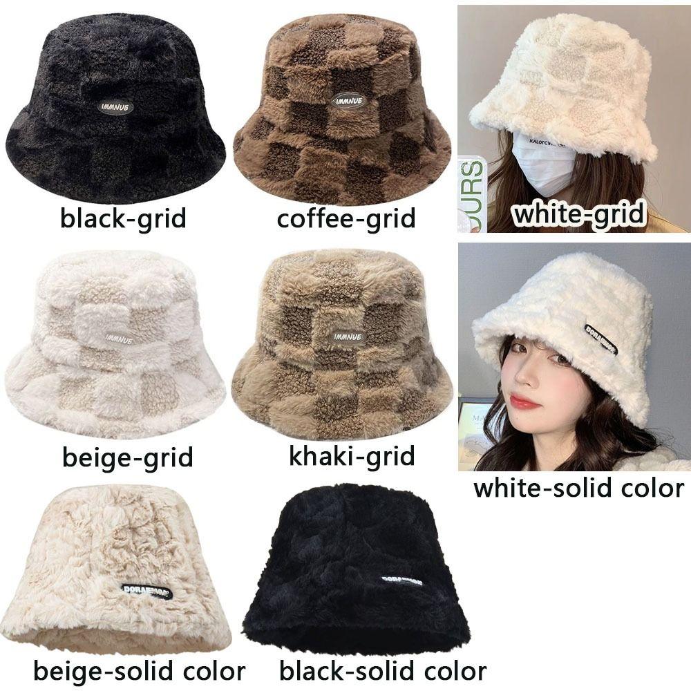 Soft Lamb Winter Bucket Hat Keep Warm Skull Hat Casual Plush Fisherman Hat Outdoor