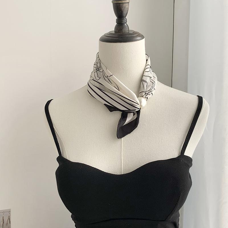 Шелковый шарф новое жемчужное ожерелье весенне-летний тонкий магнитная застежка ленивый шелковый шарф женский шарф-подвеска цепочка на ключицу