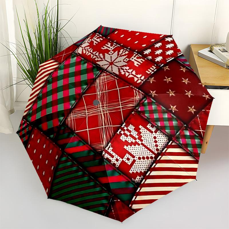 1pc Holiday Patterns Open/Close Folding Umbrella, All- Portable Umbrella for & Men, Stylish Accessory (Holiday Gift) 8-Rib yy251213154