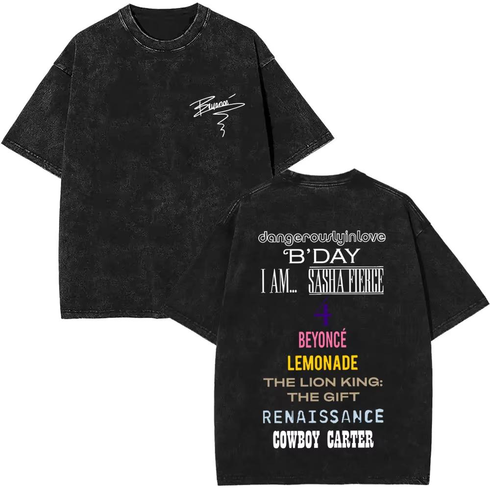 Retro Washed Beyonce Renaissance World Tour Tshirt Album Concert Music Tshirts Mens Women Casual Cotton Vintage T Shirts