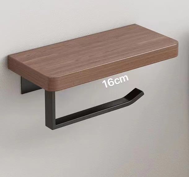 Walnut Roll Paper Holder Bathroom Wall Mounted Toilet Bowl No Punch Paper Towel Holder Bathroom Storage Rack Mobile Phone Holder