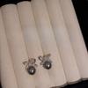 Seiko Version Earrings, Silver Needles Full of Diamonds, Bow, Shijia Pearl Stud Earrings, Femininity, Niche Sense, Fashionable and High-end Earrings.