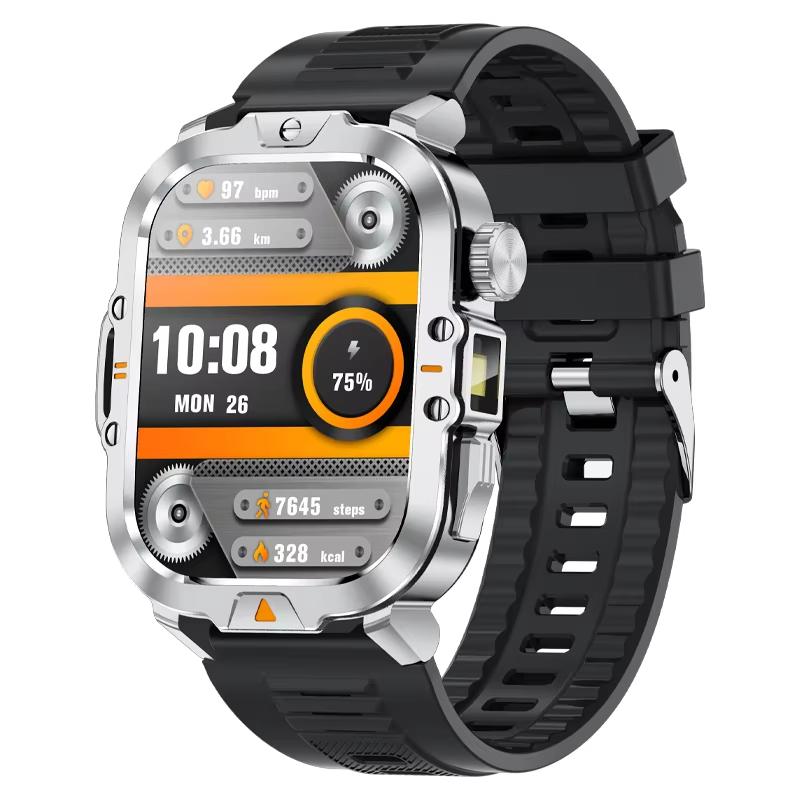 Новые мужские смарт-часы 2025 года с 2,01-дюймовым HD-экраном, фонариком, для занятий спортом на открытом воздухе, водонепроницаемые IP68, с монитором здоровья, для звонков