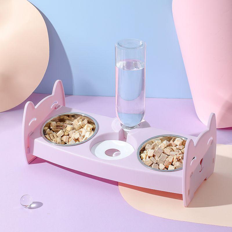 Милые антиопрокидывающиеся миски для еды и воды, кормление домашних животных, медленная еда, двойная пластиковая миска для домашних животных