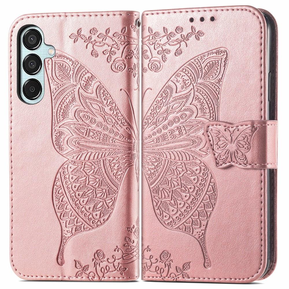 Flip case for Samsung Galaxy M35, Butterfly, rose gold