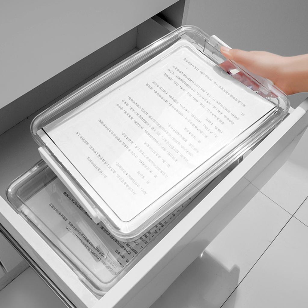 Plastic File Storage Box A4 Size Clear Stackable Organizer Container Documents Certificates Scrapbook Craft Art