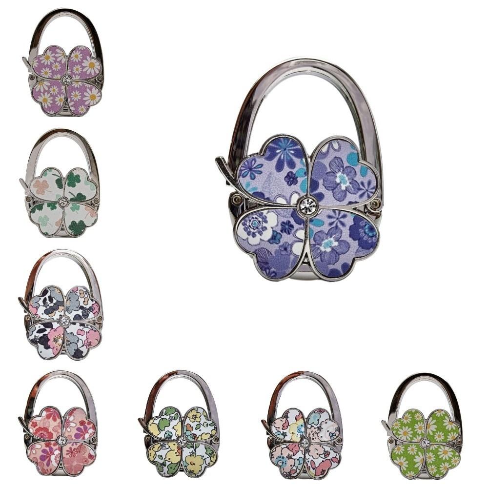 Прочный складной крючок для сумочки в виде четырехлистного клевера, креативный и красивый держатель для сумочки на стол.