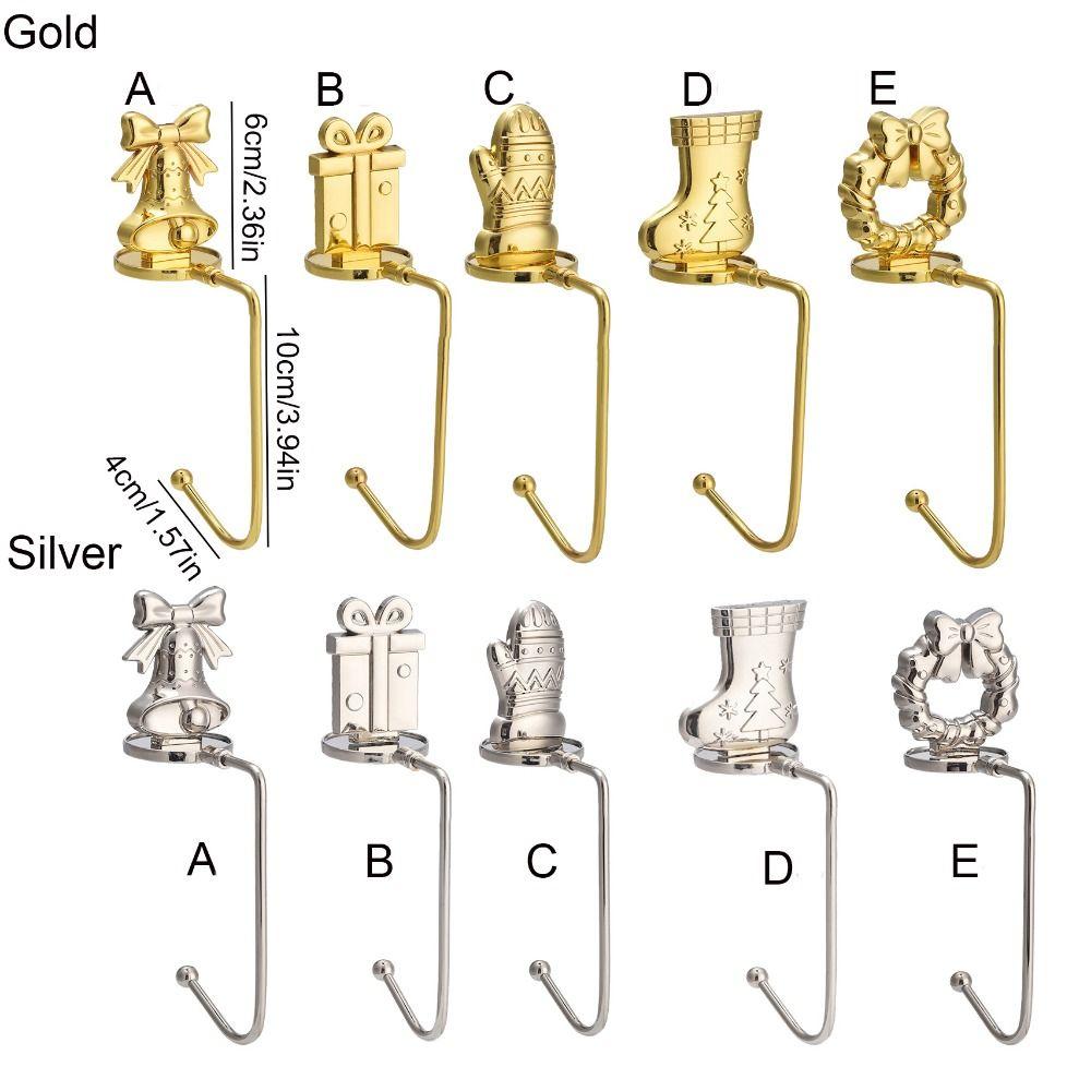 Нержавеющий рождественский каминный крючок для носка, декоративный рождественский дверной венок, подвесной крючок