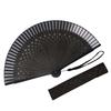 Stylish Kimono Iroha Fabric Folding Fan with Fan Dyed Checkered 22cm Men's Bag, Bone, Pattern, (Black)