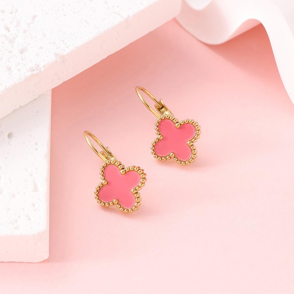13mm Four-Leaf Clover Earring Clasp Titanium Steel Does Not Lose Colour Fashion Earrings Delicate Women's Earrings