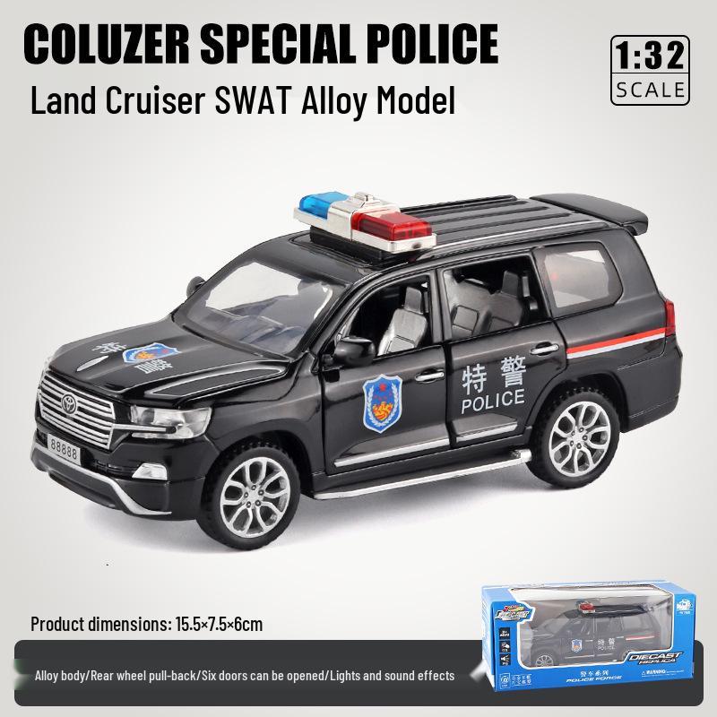 1:32 Игрушечная полицейская машинка из сплава с инерционным механизмом, со светом и звуком – Шесть открывающихся дверей для детей
