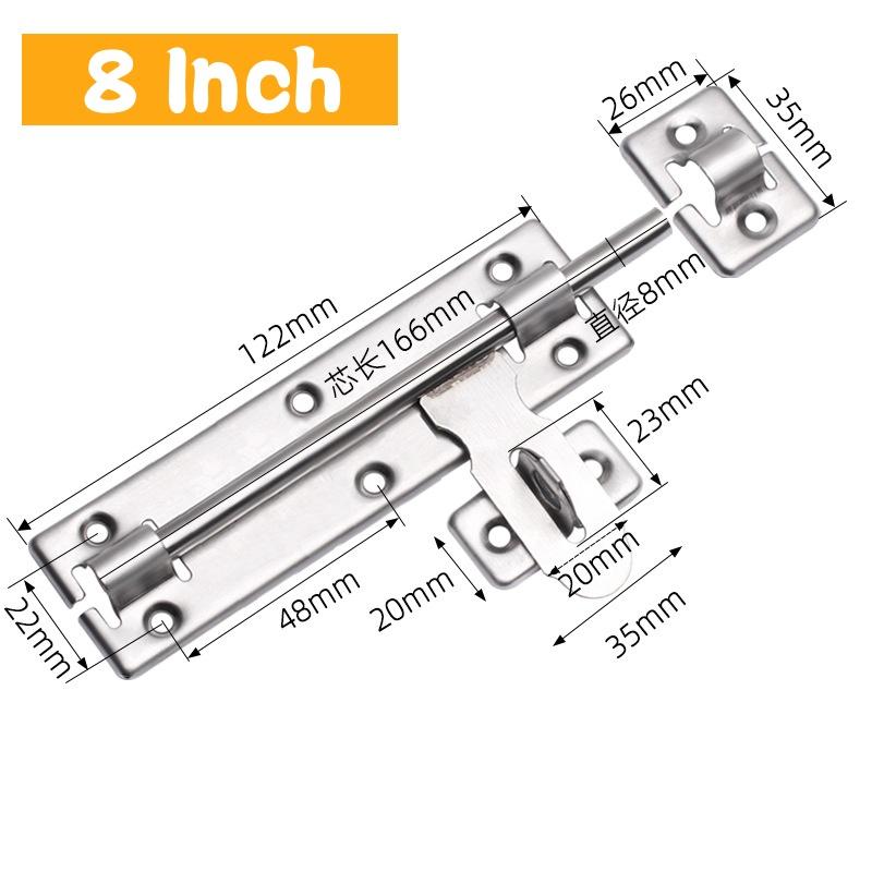 1 Set 4/6/8 Inch Hardware Door Lock,Stainless Steel Barrel Bolt Latch With Padlock Clasp for Locking Door Window Drawer Cupboard