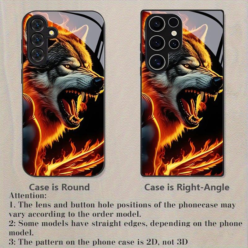 Flaming Wolf Head Phone Case for Samsung Galaxy S26 S25 S24 S23 S22 FE Ultra Plus Fashion Phone Cases Carcasa Glass Coque Fundas
