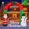 7.87FT Yard Party Decoration Inflatable Arch Santa Claus Snowman Toy LED Lit Xmas Home Ornament Supplies Christmas Holiday Gift