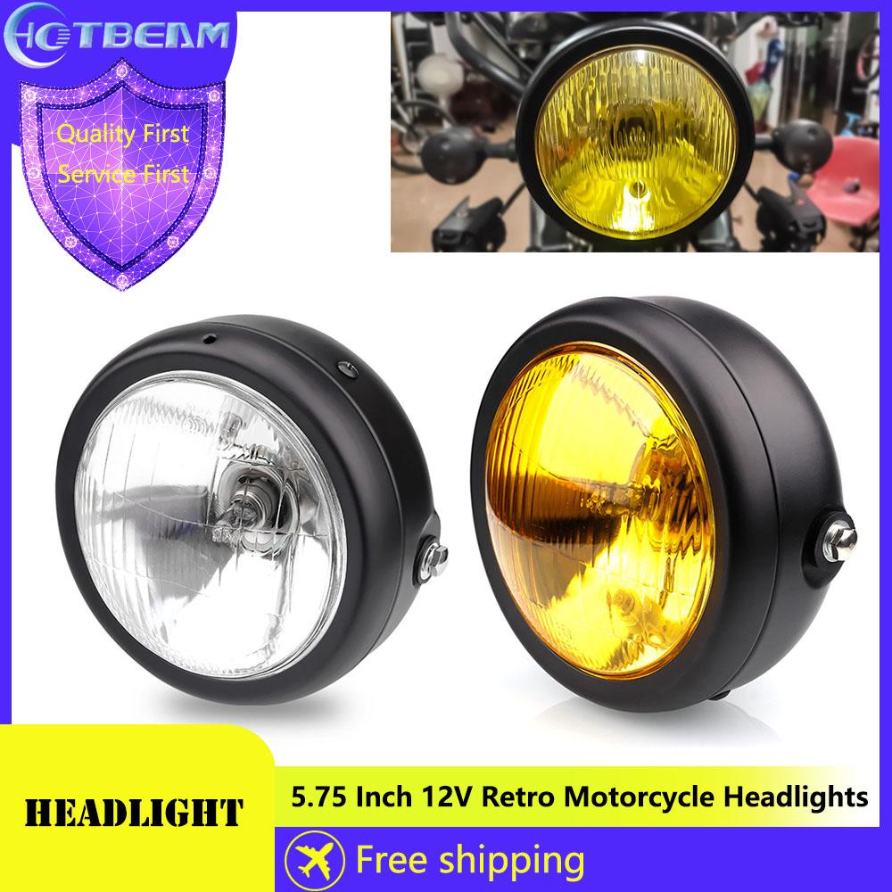 5.75 Inch Retro Motorcycle Headlights Modified Universal 12V High Low Beam Headlights Iron Shell Circular Motorcycle Headlights