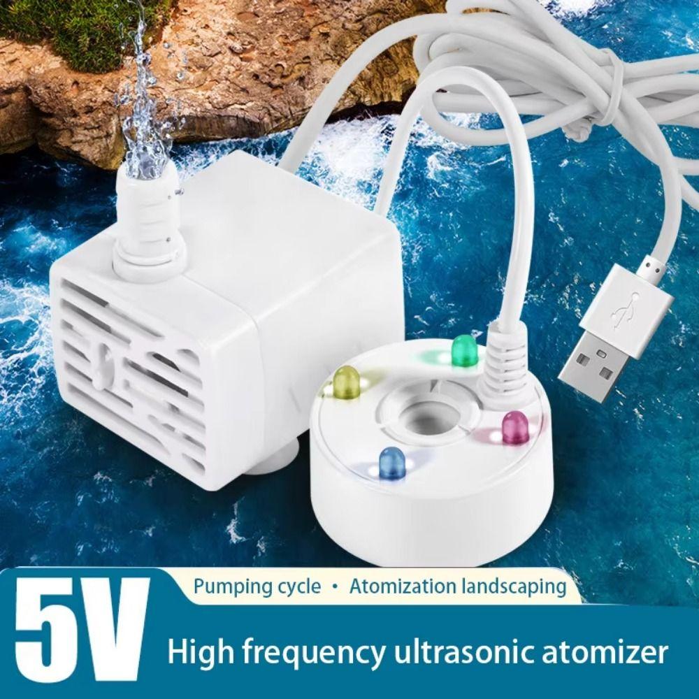 2-IN-1 Fog Machine Colorful LED Lights Landscaping Humidifier Water Pump Fogger  Desktop Fountain