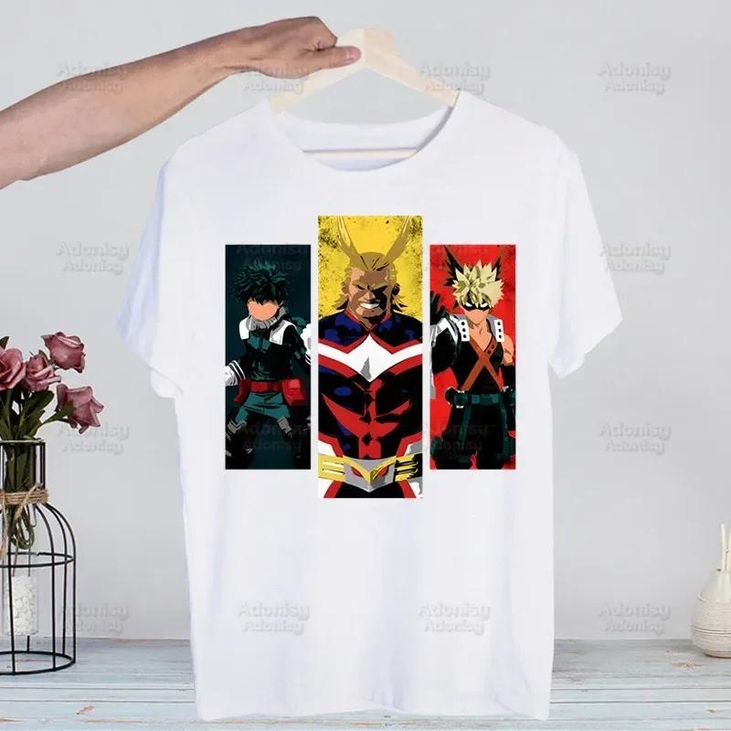 My Hero Academia Hip Hop Streetwear T Shirt Harajuku Todoroki TShirts Short Sleeve Casual Bakugou Deku Anime T-Shirt Tops Tees