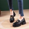 The First Layer of Cowhide Loafers Women's Autumn New Leather One-pedal Temperament Foam Platform Single Shoes Women's Muffin Women's Shoes