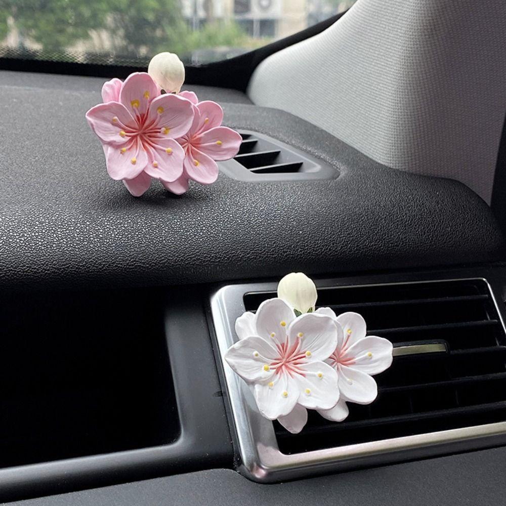 Vent Clips Car Air Freshener Peach Flower Perfume Diffuser Clip Auto Decoration
