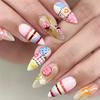24pcs Almond Shape False Nails Multicolor UV Coated Reusable Fake Nails for Various Occasions