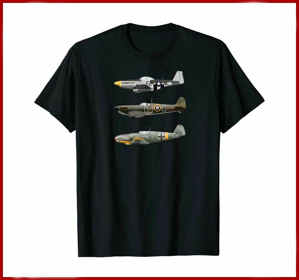 WW2 Famous Planes Spitfire Me109 P41 Fighter TShirt 100 Cotton ONeck Summer Short Sleeve Casual Mens Tshirt Size S3XL