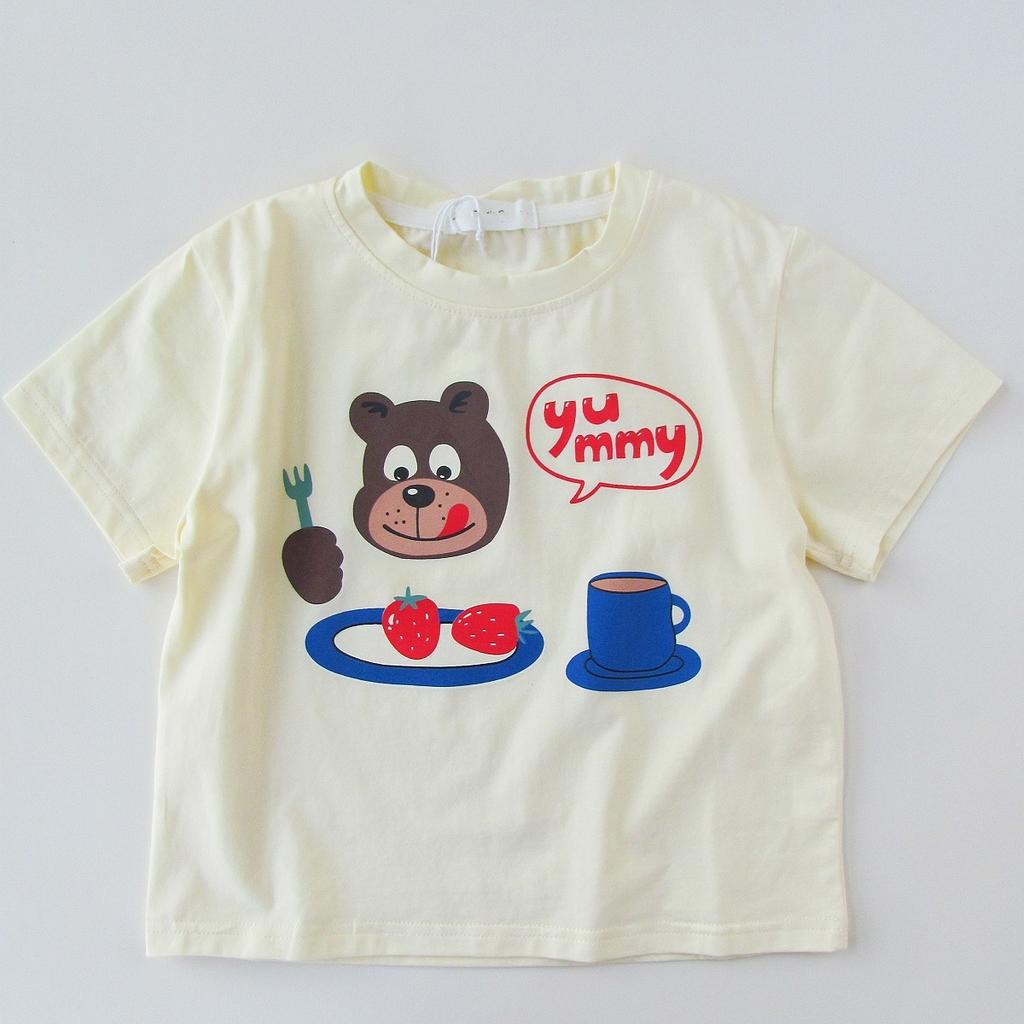Boys and Girls Soft Cotton T-shirt 2025 Summer Children's Sleeve T-shirt Loose Cartoon Absorb Sweat Breathable