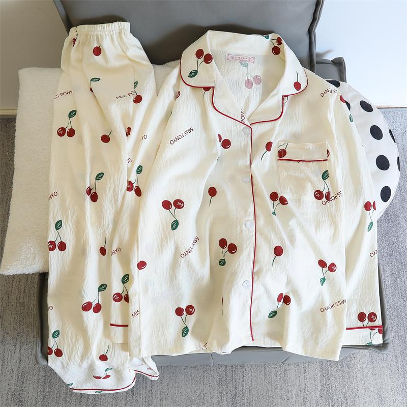 Print Cute Panda Women's Pajamas Set Autumn Spring Sleepwear Long Sleeve Tops and Pants Pajama 2 Piece Suit Nightwear Loungewear