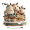 Christmas Tree Decorations Candle Ornament, 2D Flat Acrylic Ornament with Base, Unique Presents Snowman Reindeer Festive Table Centerpiece for