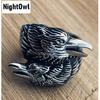 Крутое мужское байкерское кольцо из нержавеющей стали Viking Odin Crow Bird Raven Ring для мужчин, размер 7-14