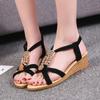 Богемные сандалии Rimocy на танкетке, женские летние римские туфли с ремешком на щиколотке и бусинами, женская повседневная пляжная обувь на среднем каблуке, пляжные сандалии Mujer