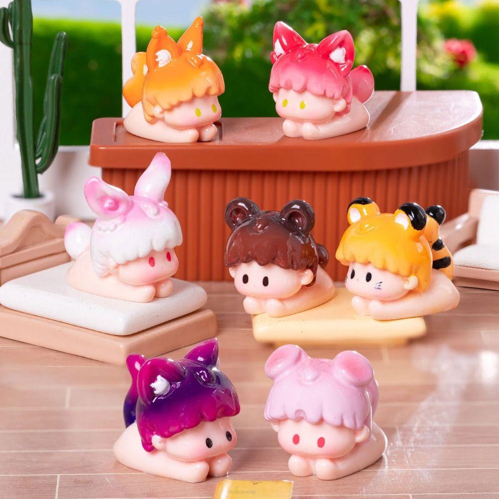 Cartoon Style Miniature Animal Figurine DIY Craft Mini Animal Model Resin Animal Model Cake Topper