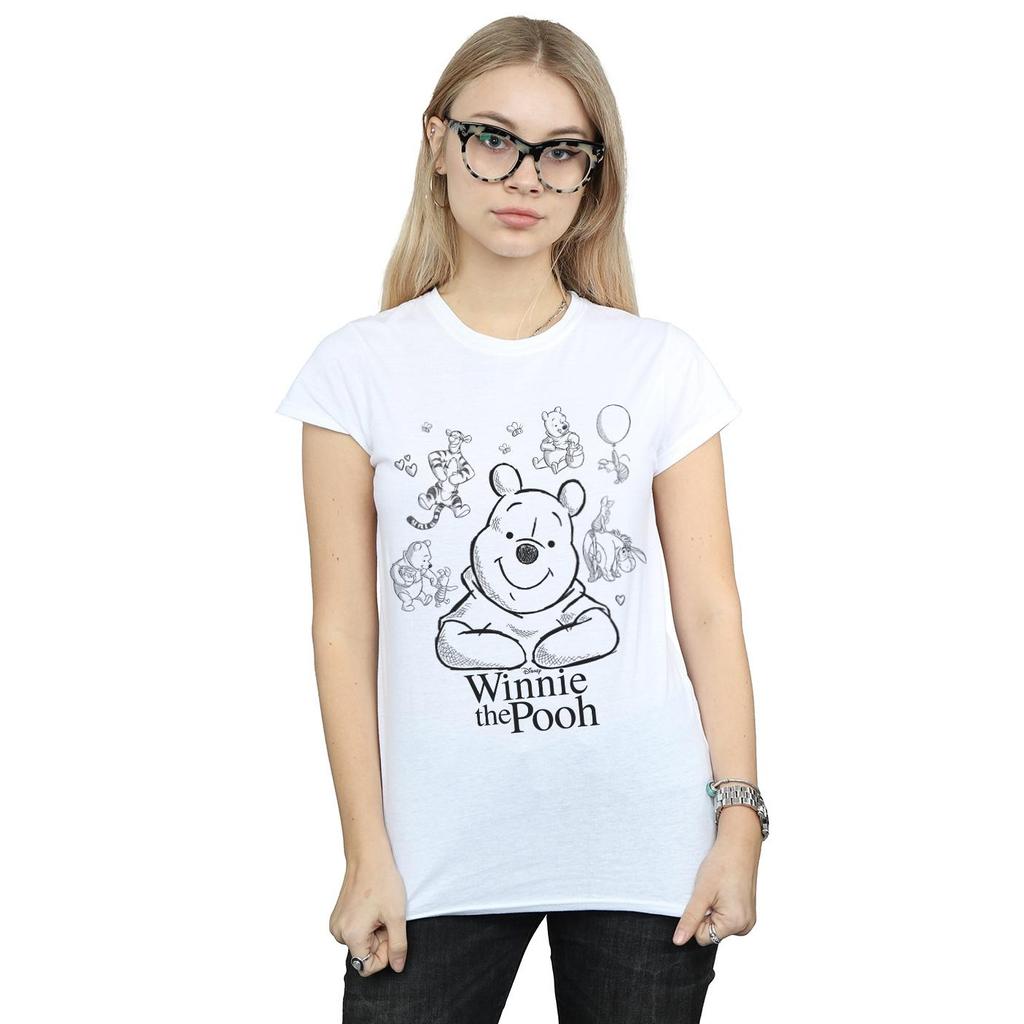 Disney Womens/Ladies Winnie The Pooh Collage Sketch Cotton T-Shirt